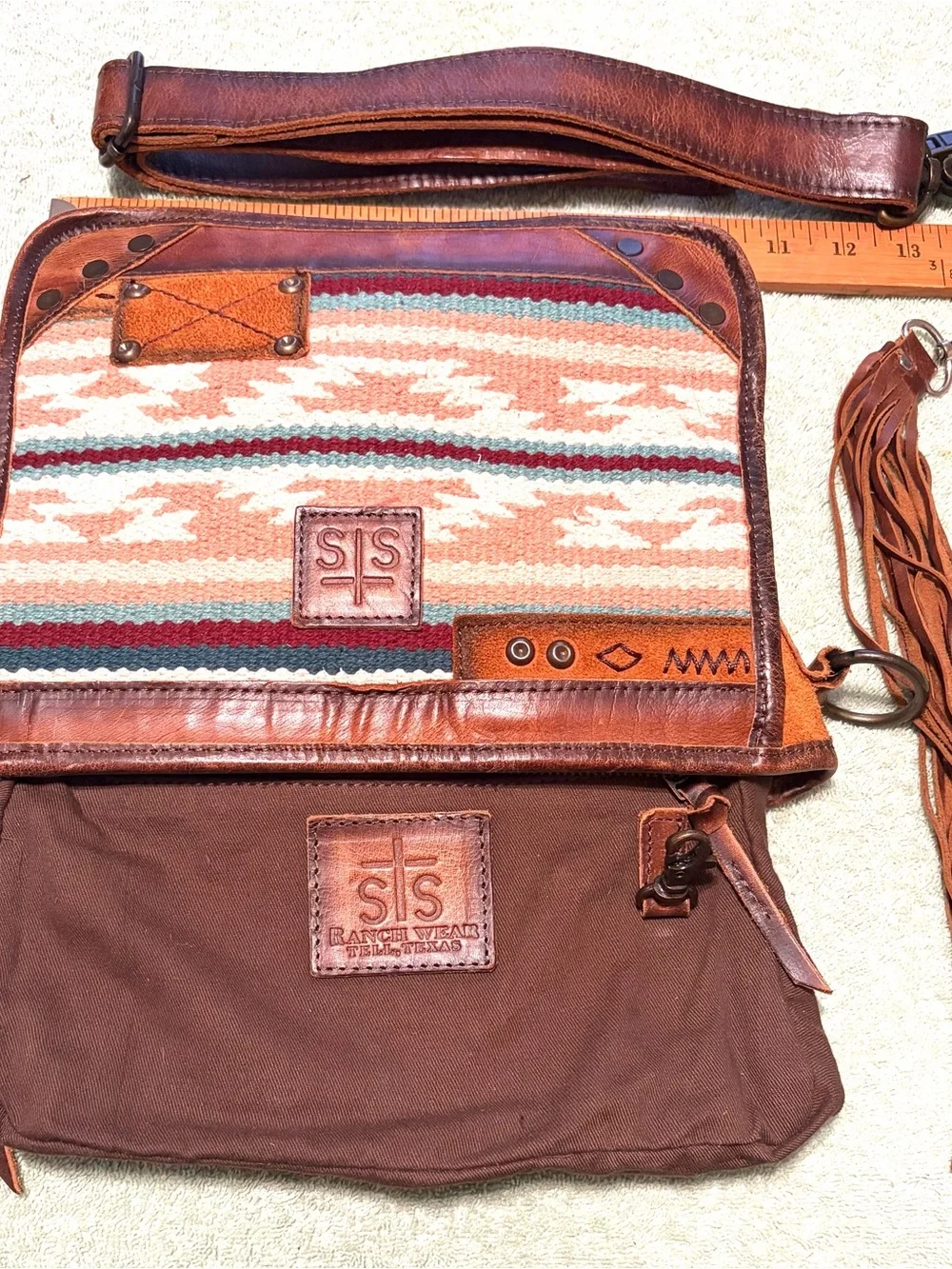 STS Ranchwear Leather Serape Convertible Crossbody Bag Western Boho